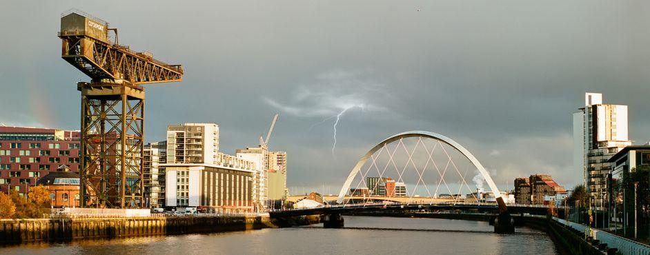 Glasgow, UK, December 14th 2022, Redundant shipbuilding crane at Finnieston by the River Clyde UK.
