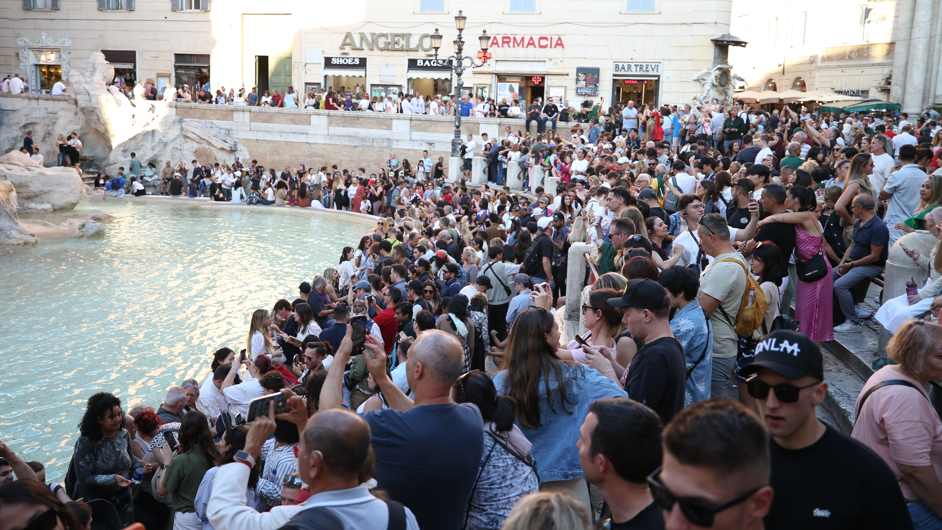  People visit the Trevi Fountain in Rome, Italy