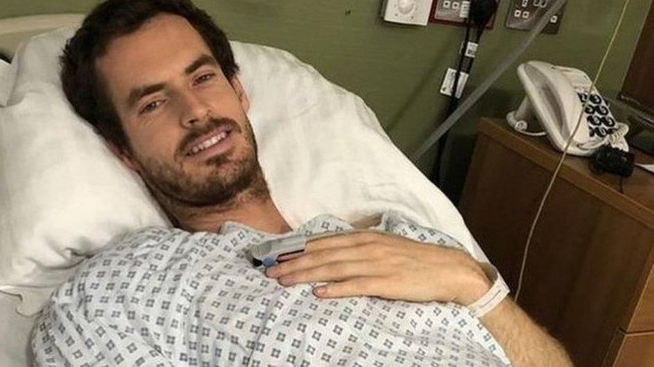 Image of Andy Murray in hospital bed