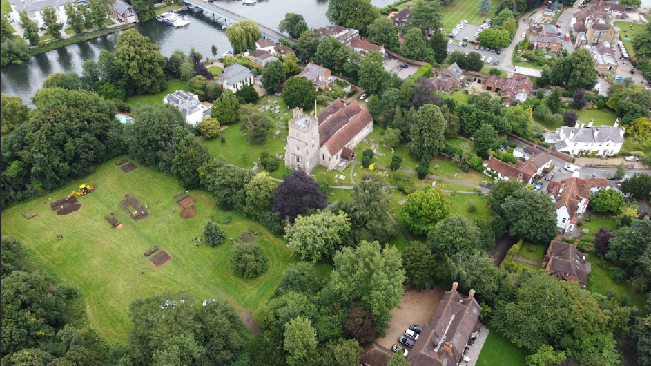 Drone footage of the area and where the archaeological dig is happening.