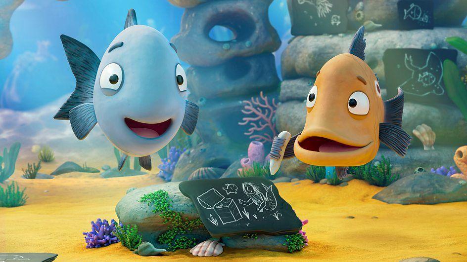 Two smiling fish from the Tiddler movie. 