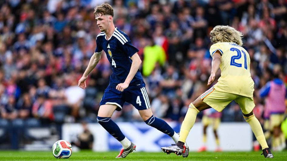 Tyler Fletcher playing for Scotland against Curacao