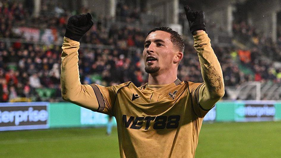 Yeremy Pino celebrates scoring for Crystal Palace