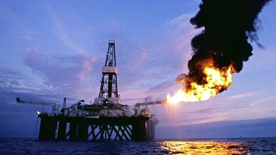 Gas flaring from an offshore platform