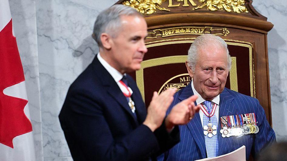 Canadian PM Mark Carney and King Charles in the Opening of Parliament in Ottawa