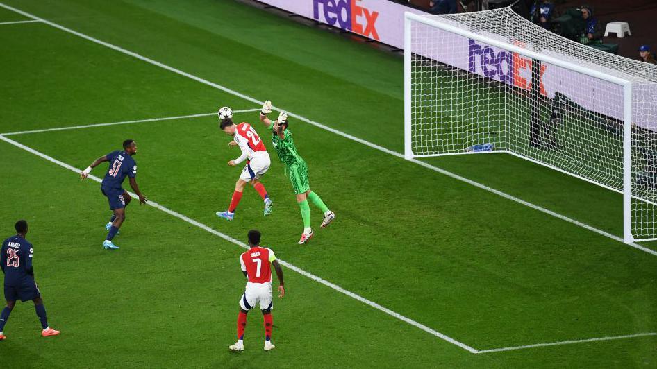 Kai Havertz scores for Arsenal in their Champions League group-stage win over PSG in October