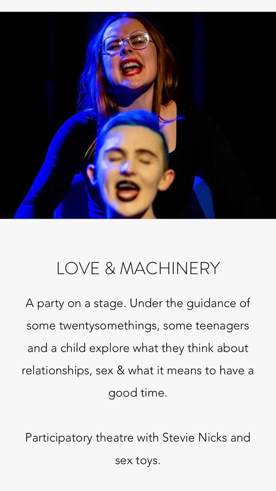 Screen grab of description of Love & Machinery From Gasson's website