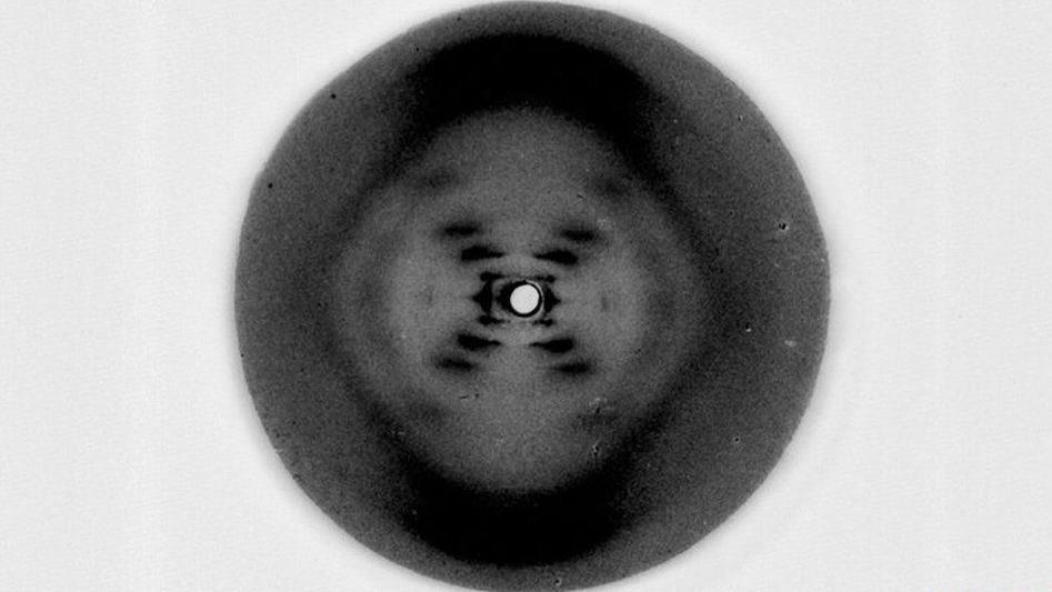 Photo 51, x-ray diffraction pattern of the B form of DNA