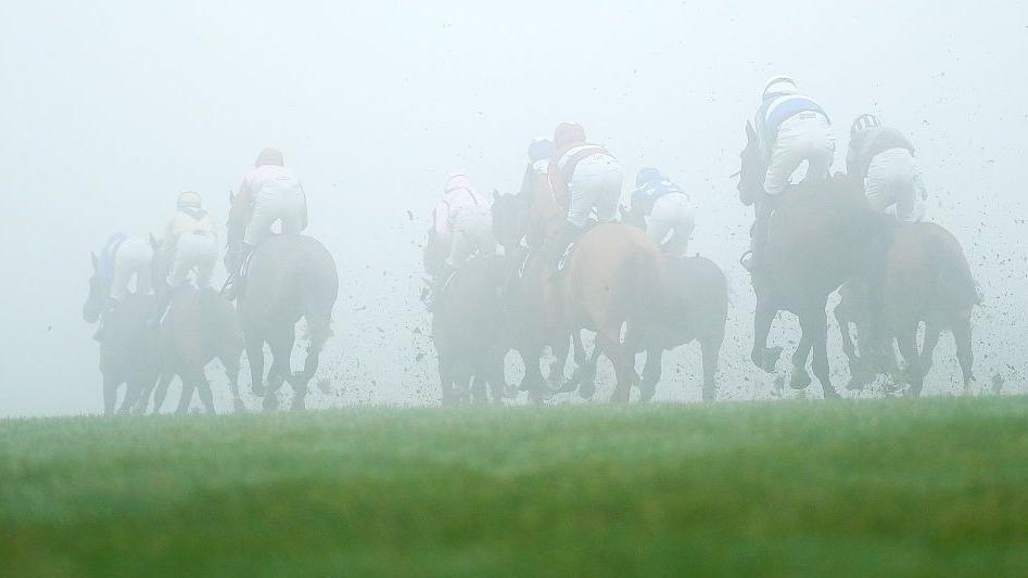 Horses racing at Chepstow Racecourse