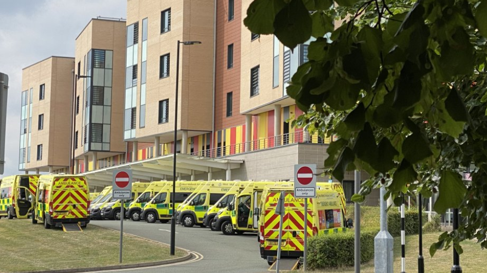 Ambulances outside Royal Stoke Hospital