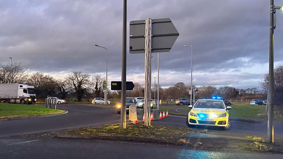 Police at the crash on the A51