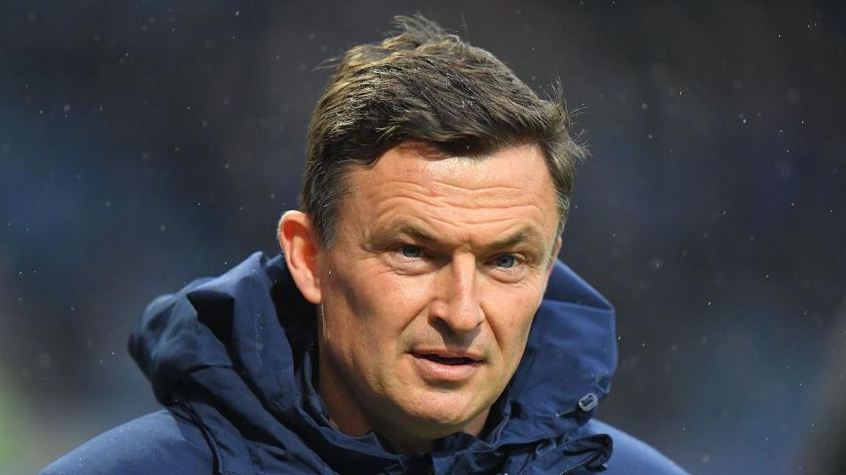 Paul Heckingbottom looks on from the touchline as Preston North End head coach.