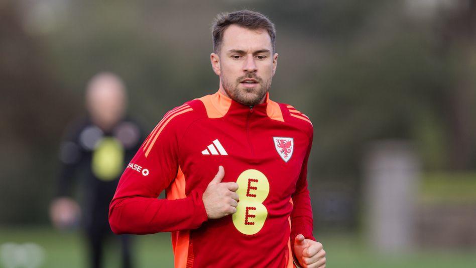 Wales midfielder Aaron Ramsey in training