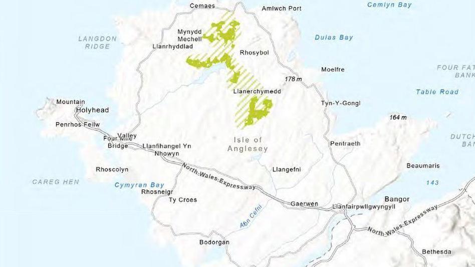 Map o'r tri safle arfaethedig