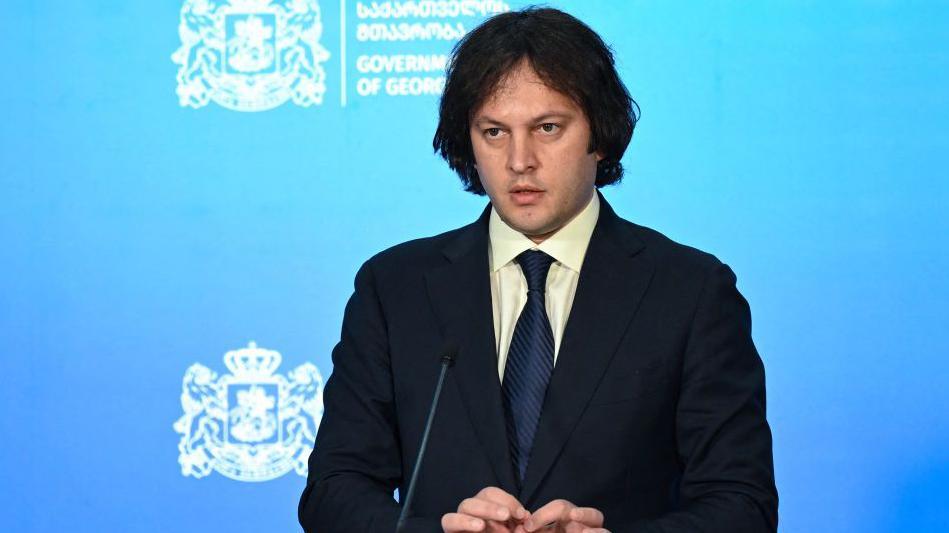 Georgia's prime minister addresses a daily briefing and vows action will be taken against protest organisers