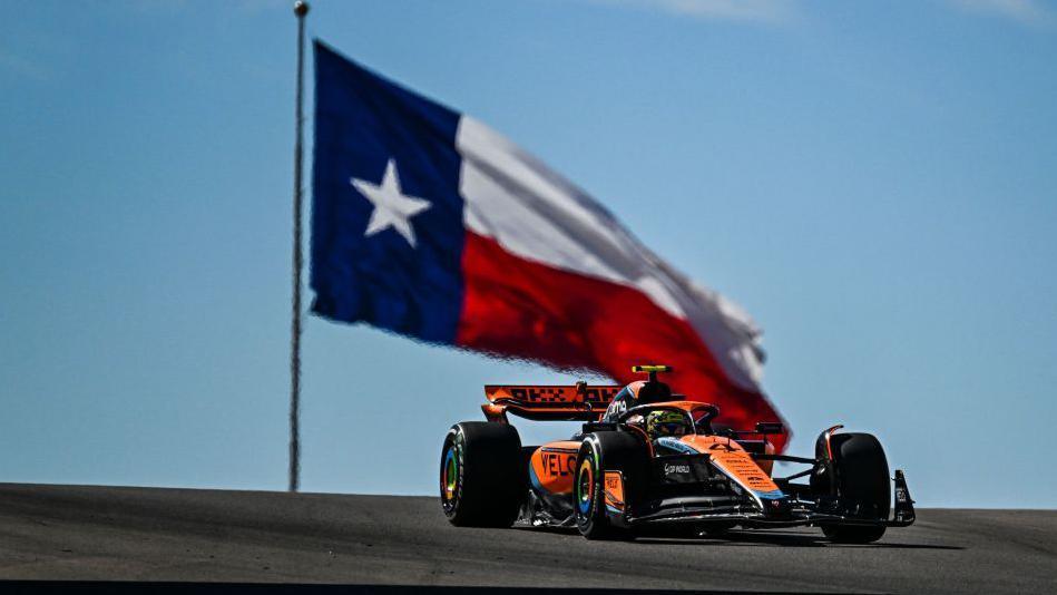 Lando Norris on track in his McLaren at the United States Grand Prix 