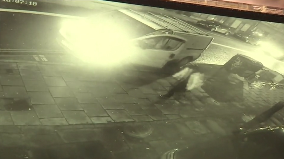 CCTV footage showing the van which Darrian forced himself into, parked infront of the shops where he died.