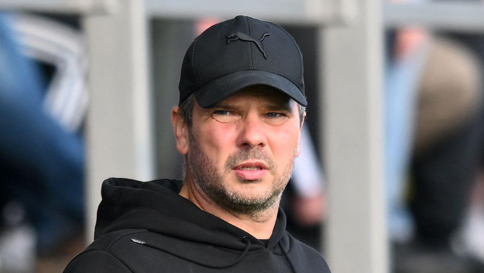 Barrow head coach Stephen Clemence during the home defeat to Morecambe