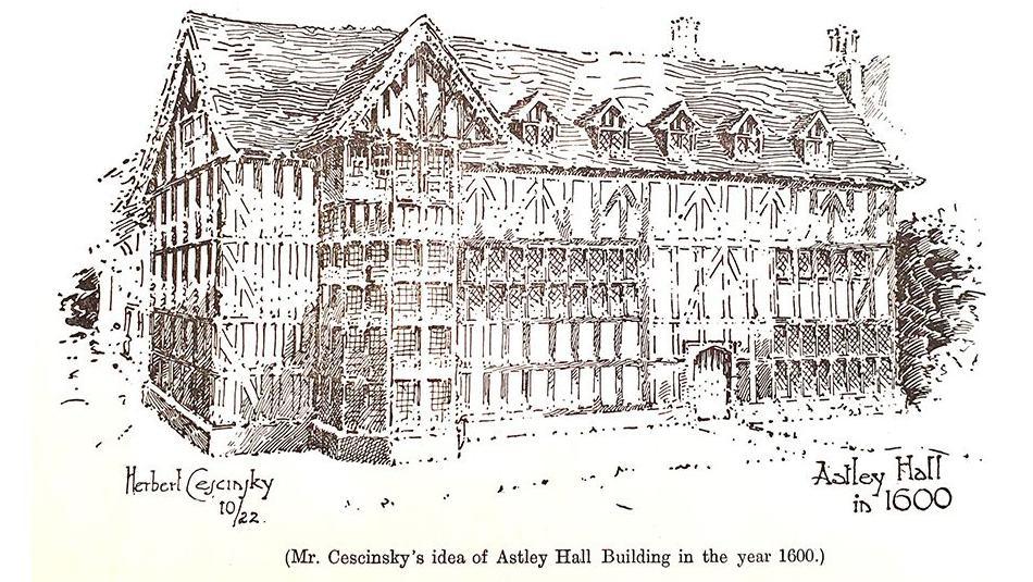 Sketch of Astley Hall in 1600