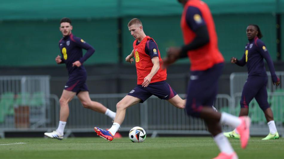 Adam Wharton in action during England training