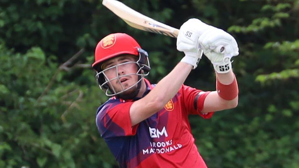 Harrison Carlyon bats for Jersey