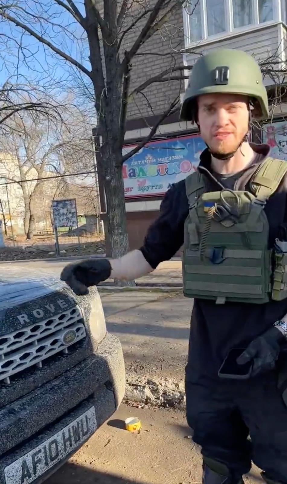 Chris Parry with Land Rover vehicle