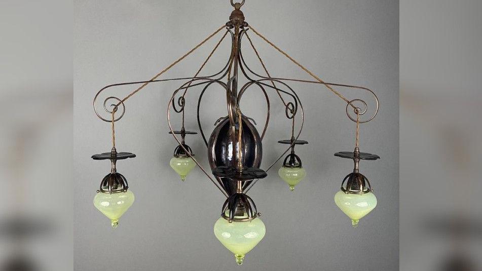 A green chandelier