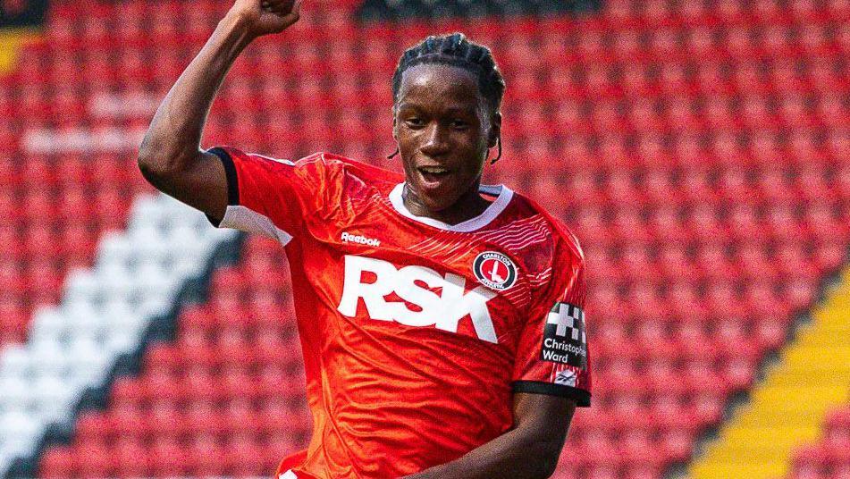 Ibrahim Fullah celebrates marking his first start for the Addicks with his first senior goal