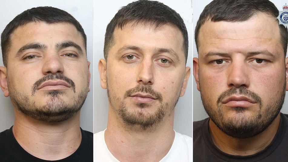 Left to right: Police custody images of George Pepa, Krisjian Dedndreaj and Kristian Gropcaj