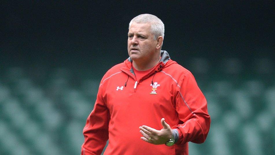 Warren Gatland in a tracksuit at the Millennium Stadium