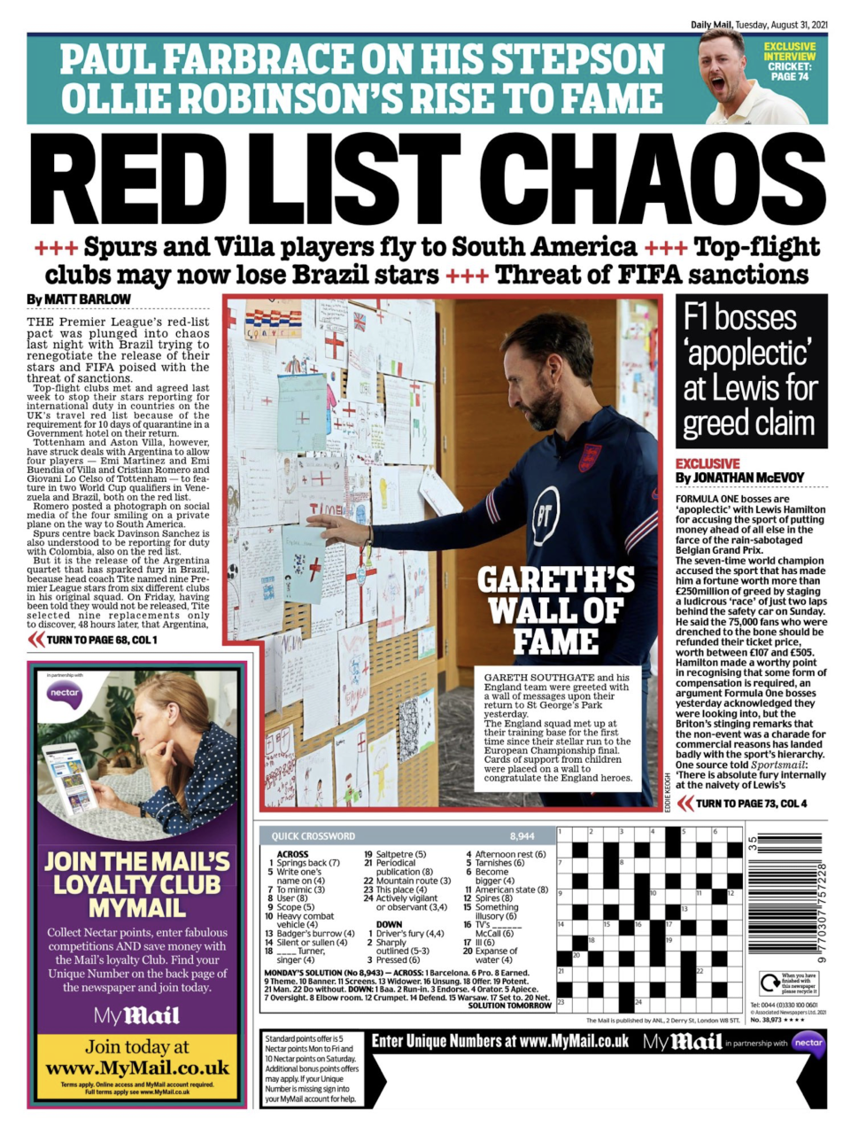 The back page of the Mail