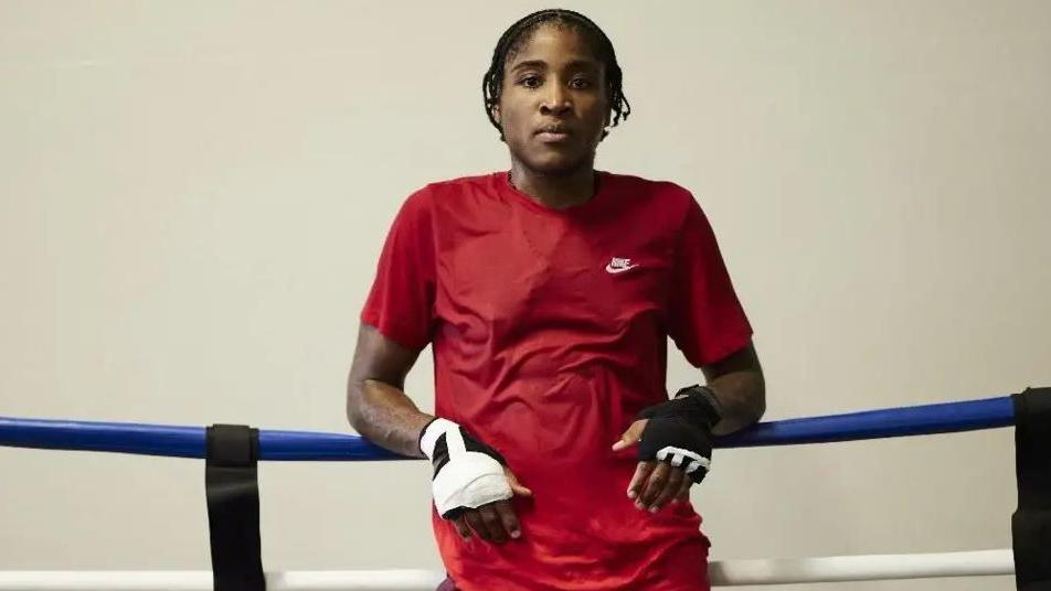 Cindy Ngamba trains at the Team GB gym at the English Institute of Sport in Sheffield