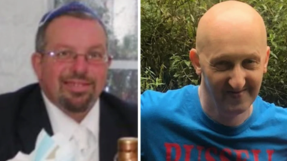 A montage of two photographs, one of Melvin Cravitz, who is wearing glasses, white shirt, white tie and a black jacket and glasses, and Adrian Daulby, who is bald and is wearing a blue t-shirt.