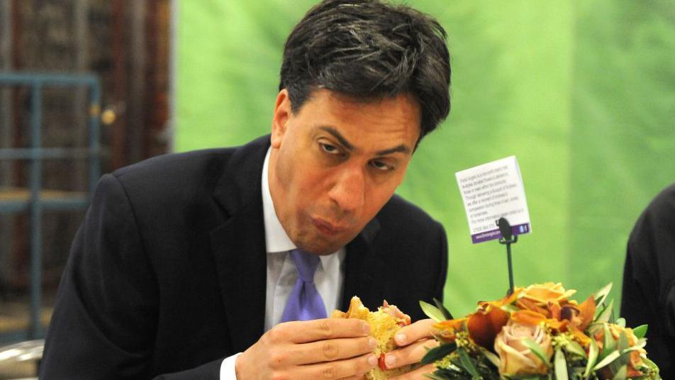 Ed Miliband eating a bacon sandwich 