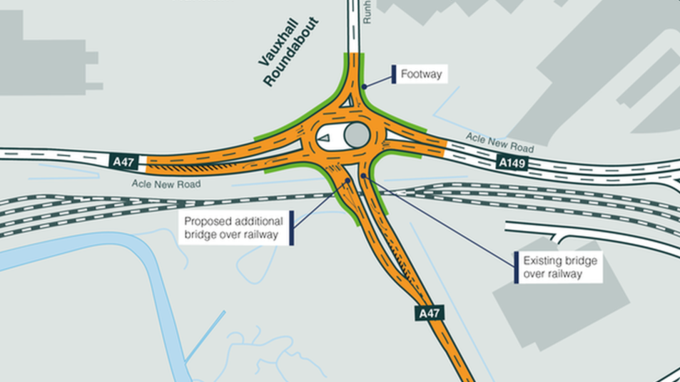 A graphic showing how the work included a new bridge to help ease congestion.