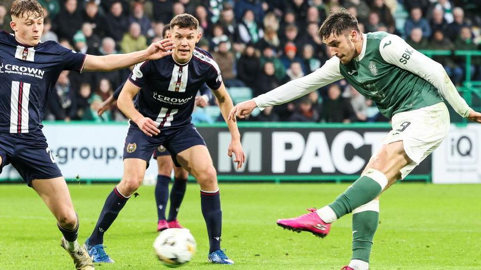 Kieron Bowie fires Hibs in front at Easter Road