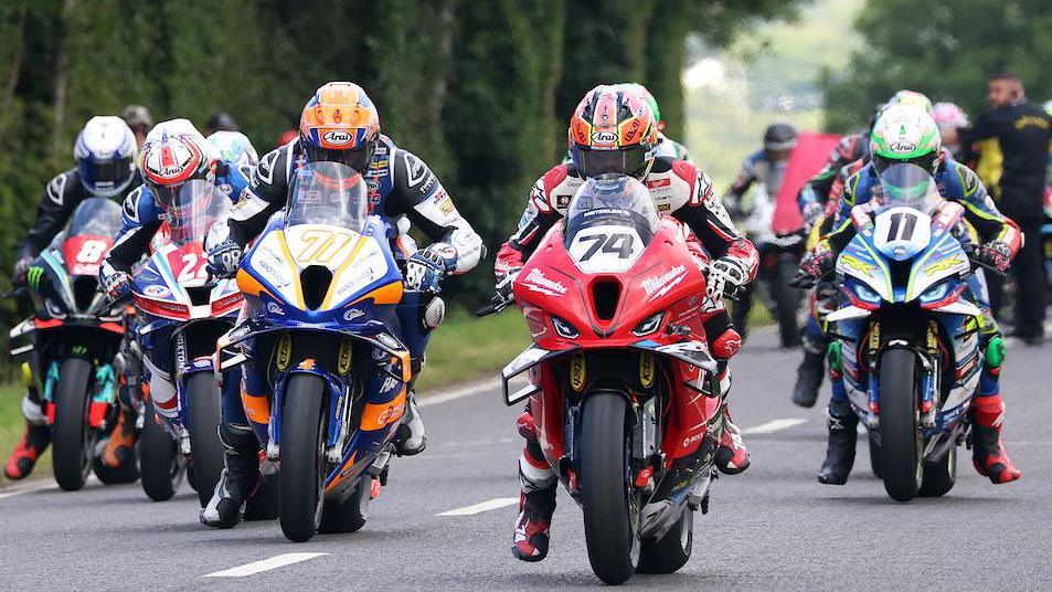 The start of the 'Race of Legends' event at the 2024 Armoy road races