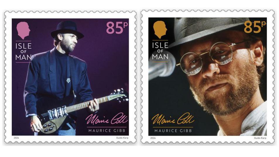 Two of the Maurice Gibb stamps