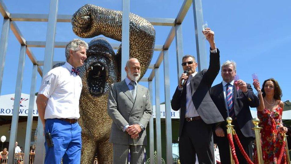 Gorilla statue unveiled by Prince Michael of Kent