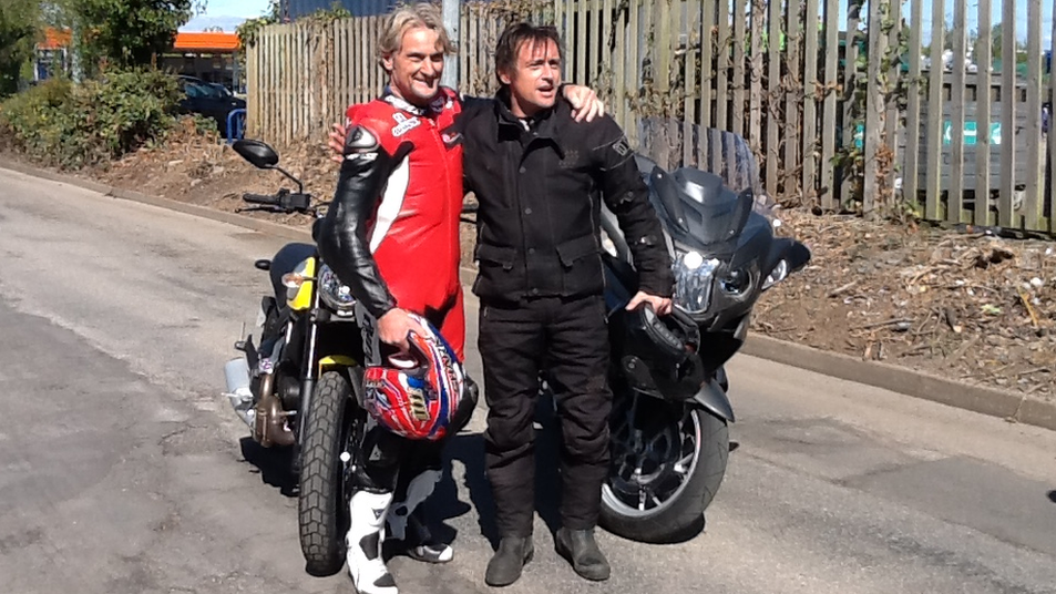 Carl Fogarty (left) and Richard Hammond (right) lead the charity ride for Midlands Air Ambulance