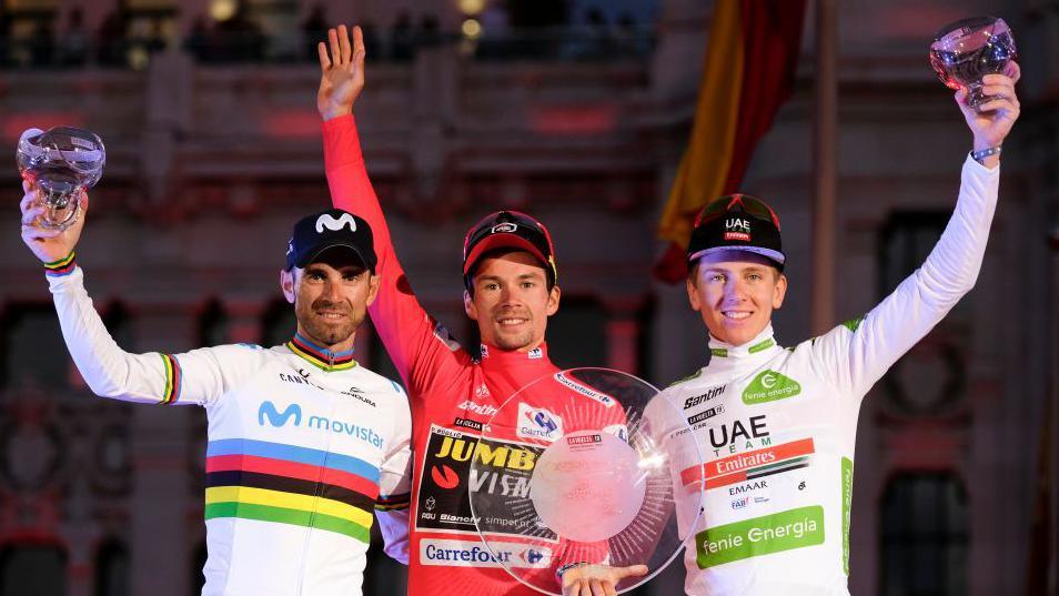Pogacar, right, finished third at La Vuelta in 2019