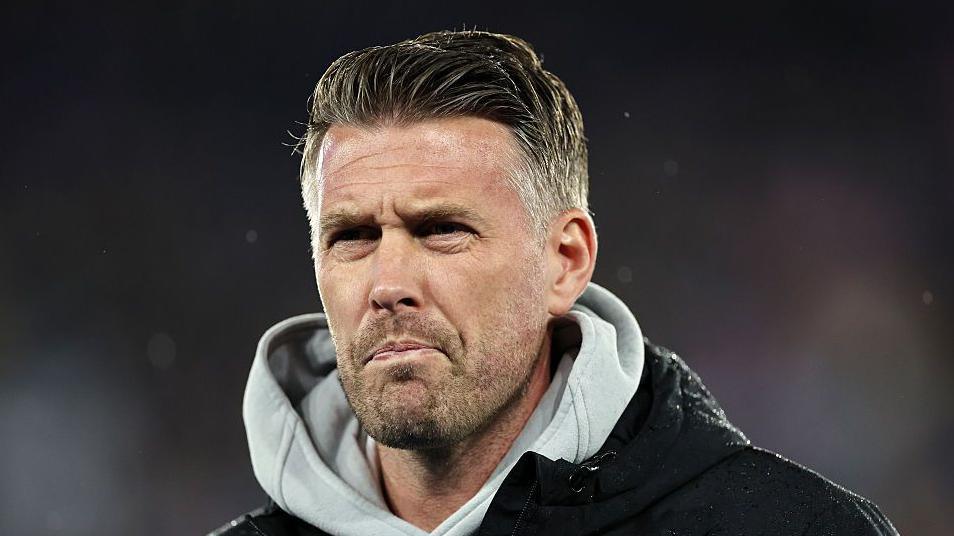 Rob Edwards at the match between Leicester and Middlesbrough