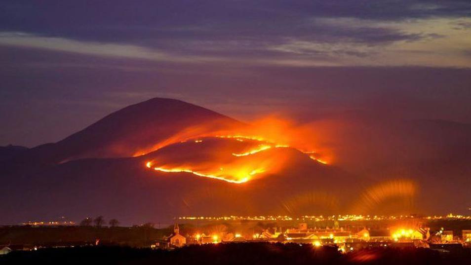 Slieve Donard on fire in April 2021