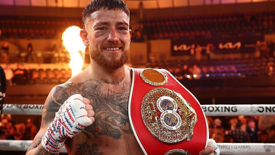 Liam Paro with the IBF welterweight title belt