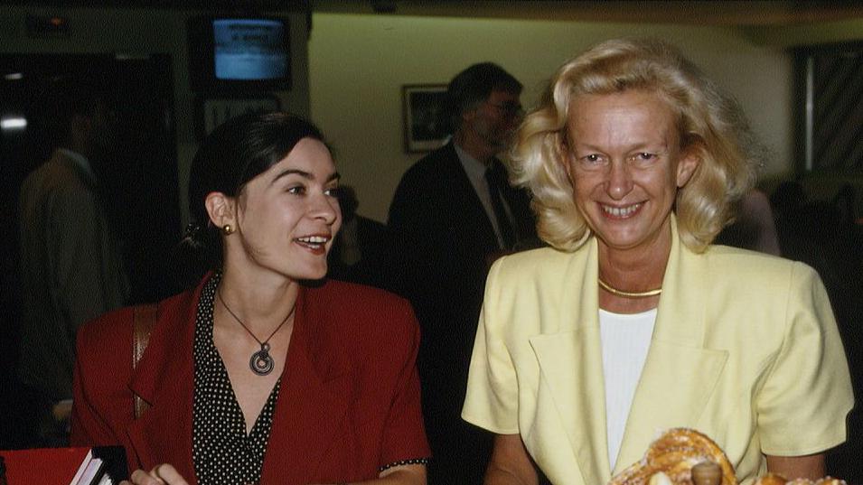 Eluned Morgan with Nicole Fontaine, the former president of the European Parliament, in 1994