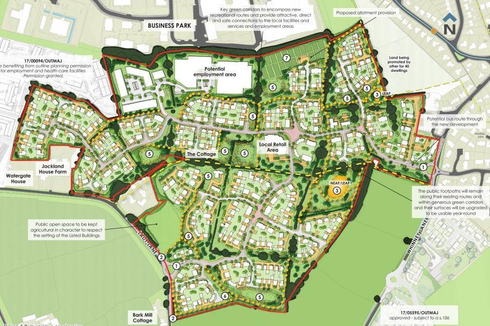 A plan of the proposed site between Lady Lane and Whinney Lane in Harrogate