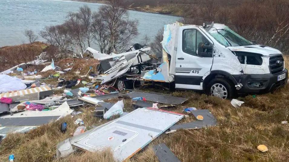 Wreckage of motorhome