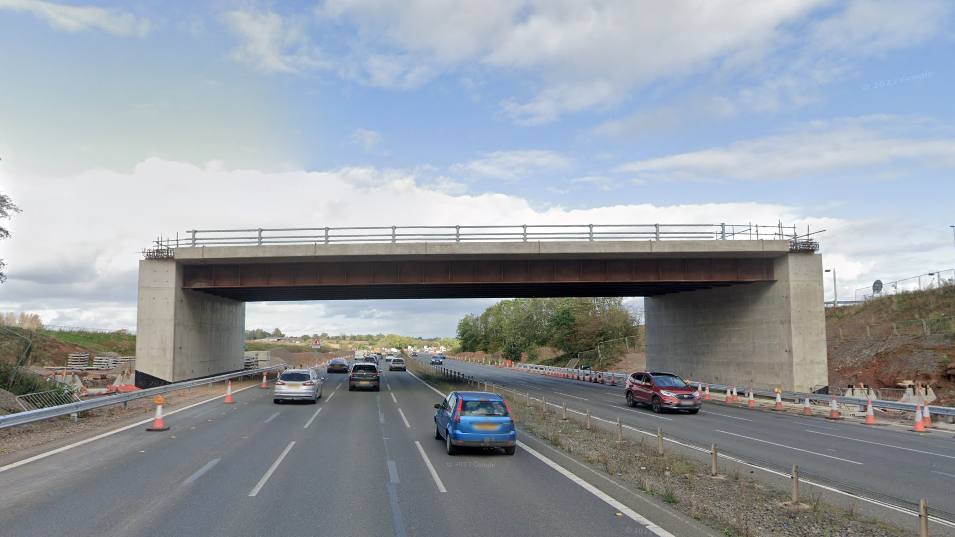 A bridge over the A46 with neither the left or right side connected to a road.