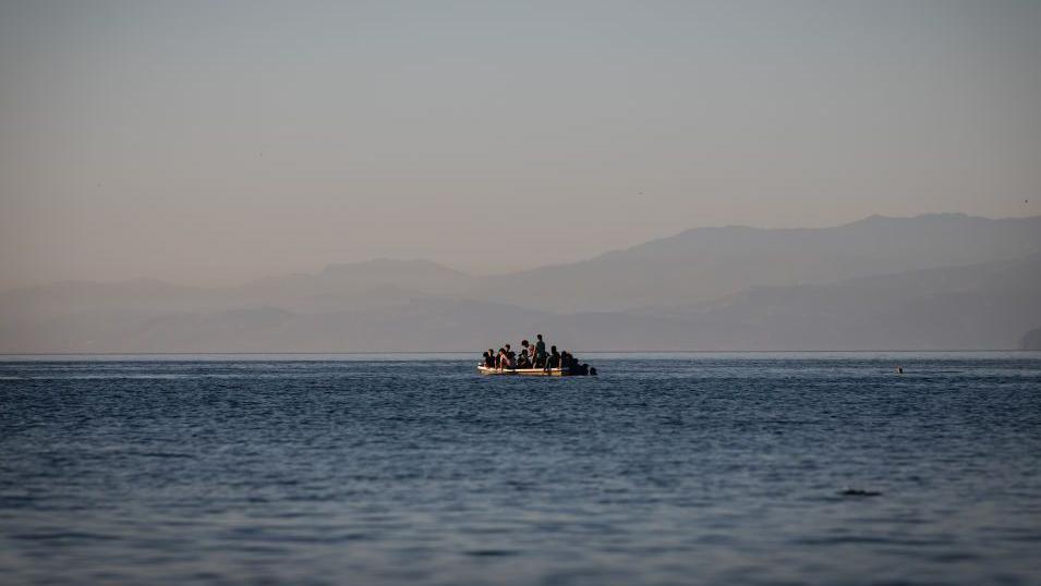 A boat with a group of young people trying to cross the border from Morocco to Spain - 2021