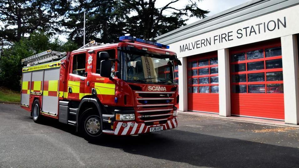 A fire engine outside Malvern Fire Station